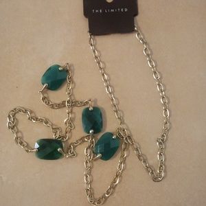 The Limited Gold Tone Green Stone Long Necklace